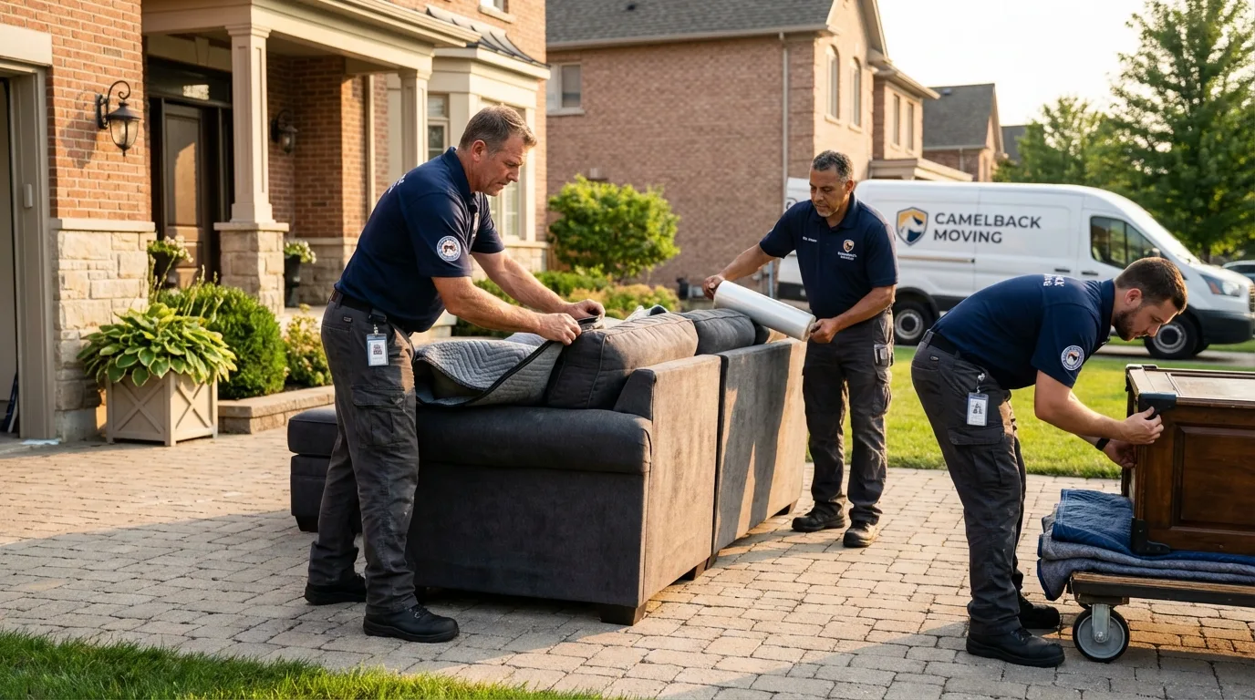 Large estate moving crew wrapping furniture in Willow Springs, IL
