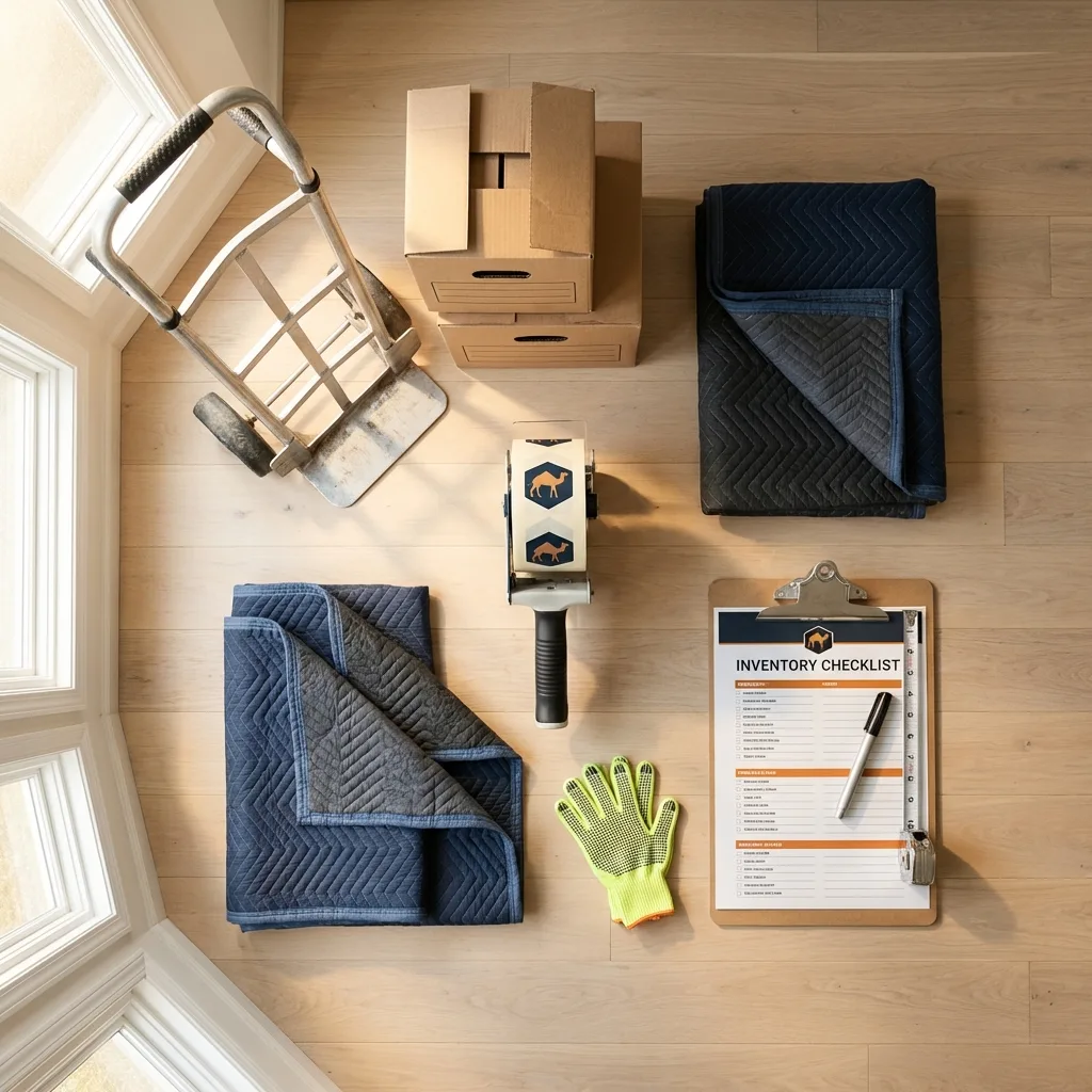 Professional moving supplies and packing materials layout for Willow Springs residential relocations